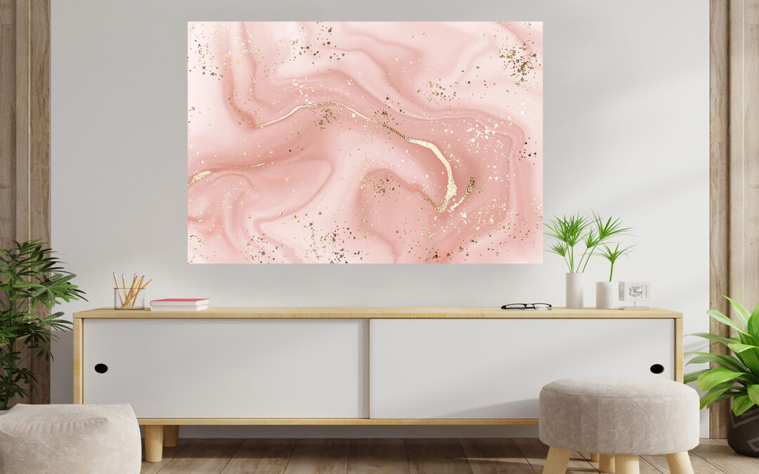 Pink & Gold Abstract Stretch Canvas High Quality Wall Arts – Ready To Hang