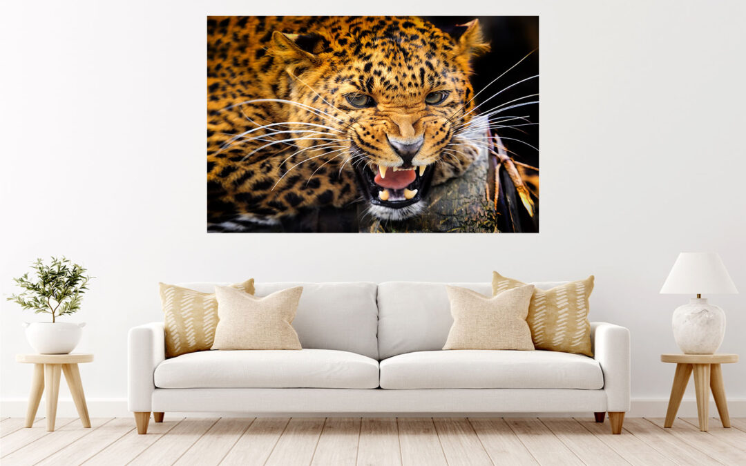 Leopard Roaring Stretch Canvas High Quality Wall Arts – Ready To Hang