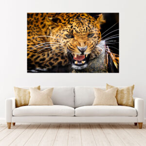 Leopard Roaring Stretch Canvas High Quality Wall Arts - Ready To Hang