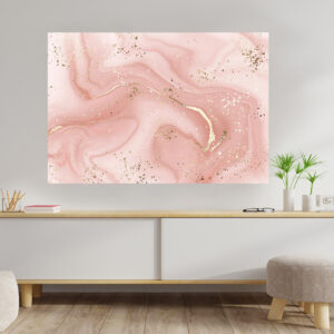 Pink & Gold Abstract Stretch Canvas High Quality Wall Arts - Ready To Hang