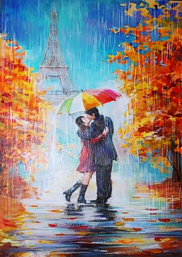 Love Couple Eiffel Tower Stretch Canvas High Quality Wall Arts - Ready To Hang - Image 2