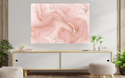 Pink & Gold Abstract Stretch Canvas High Quality Wall Arts – Ready To Hang