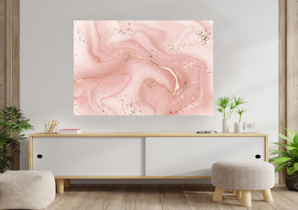 Pink & Gold Abstract Stretch Canvas High Quality Wall Arts - Ready To Hang