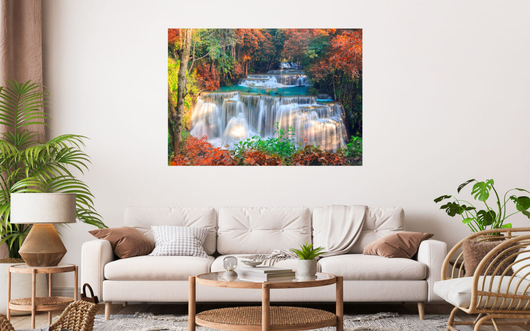 Waterfall Forest Stretch Canvas High Quality Wall Arts – Ready To Hang
