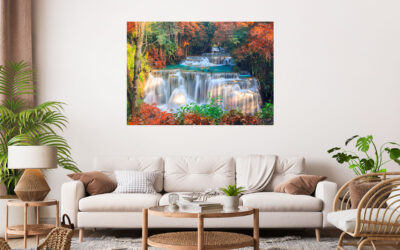 Waterfall Forest Stretch Canvas High Quality Wall Arts – Ready To Hang