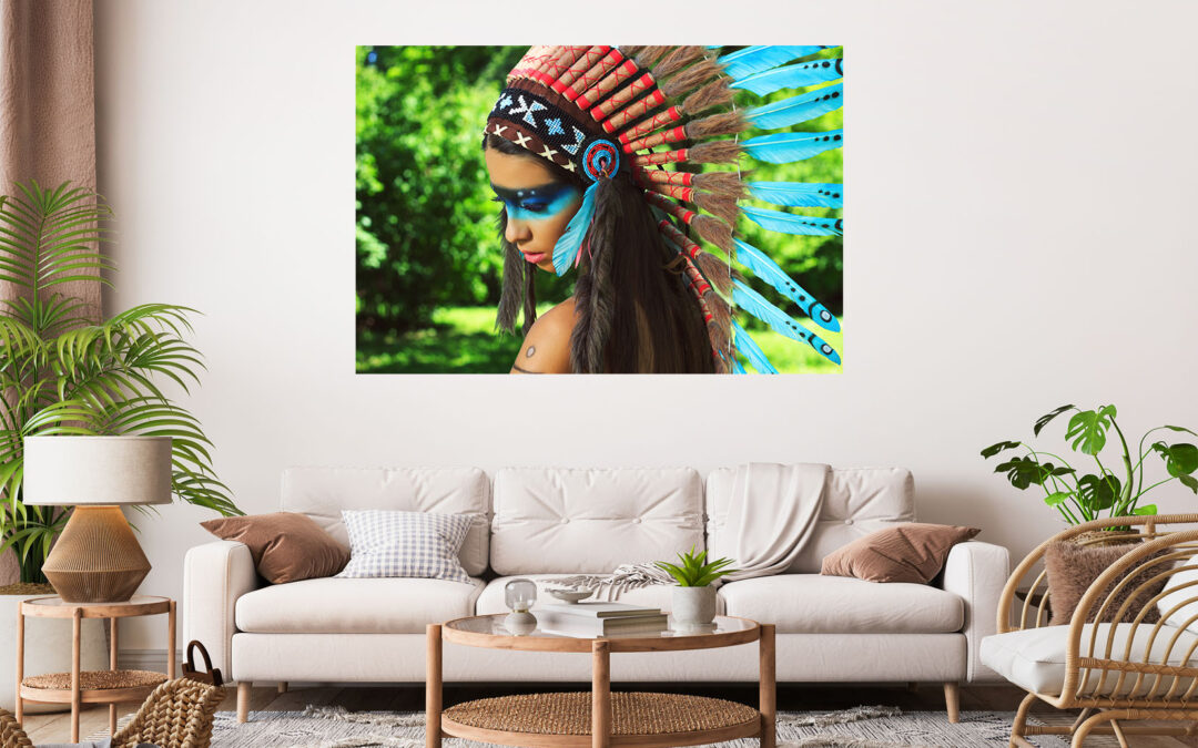 Red Indian Girl Stretch Canvas High Quality Wall Arts – Ready To Hang