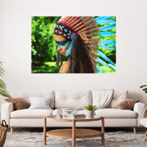 Red Indian Girl Stretch Canvas High Quality Wall Arts - Ready To Hang