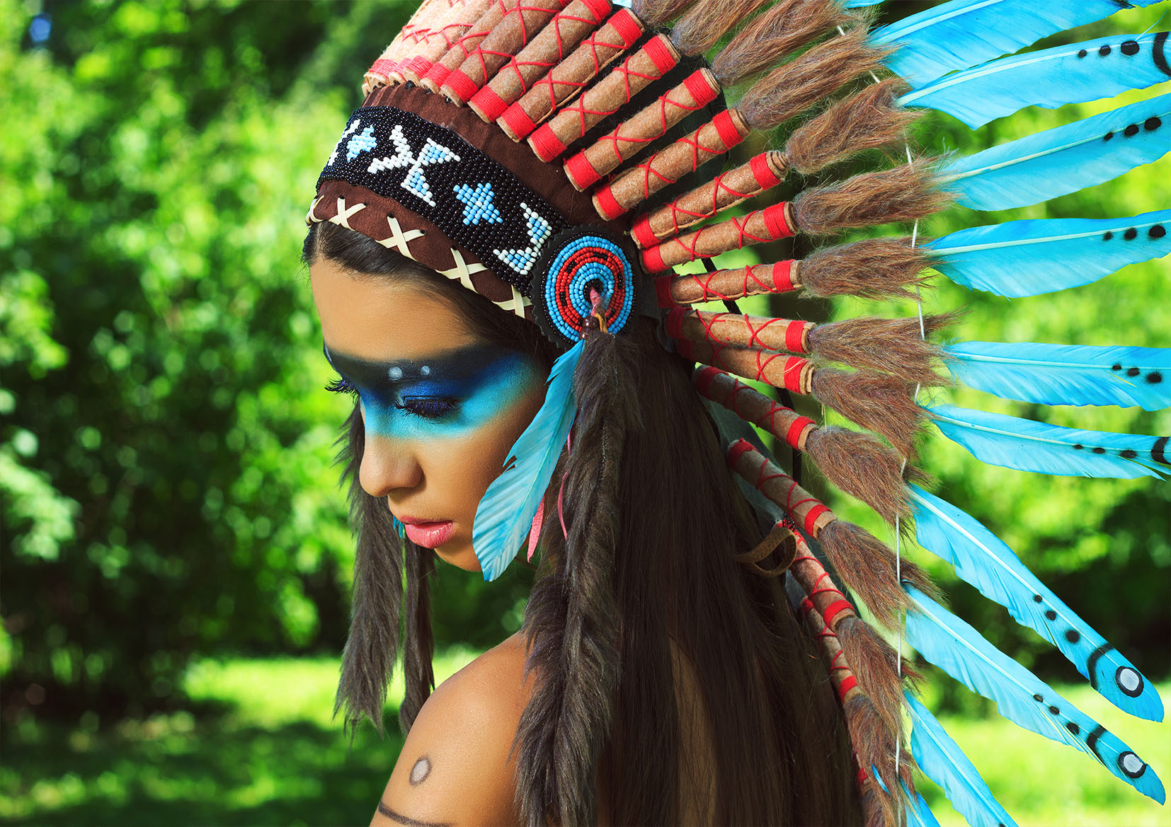 Red Indian Girl Stretch Canvas High Quality Wall Arts - Ready To Hang - Image 2