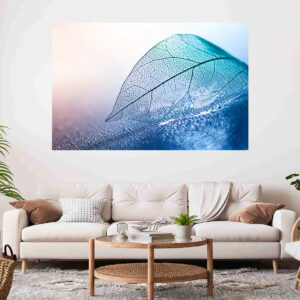 Abstract Blue Leaf  Stretch Canvas High Quality Wall Arts - Ready To Hang
