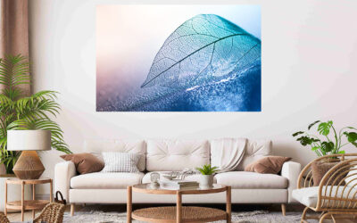 Abstract Blue Leaf  Stretch Canvas High Quality Wall Arts – Ready To Hang