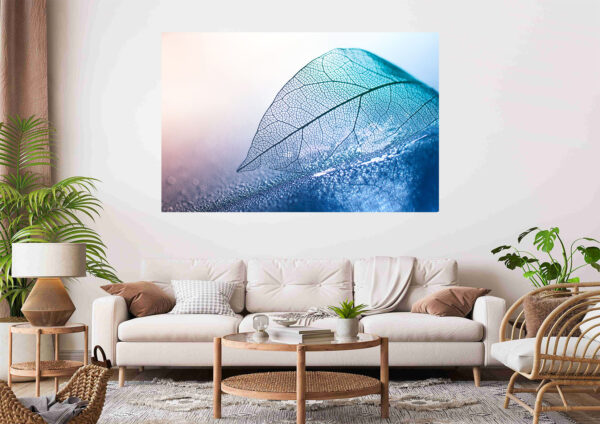 Abstract Blue Leaf  Stretch Canvas High Quality Wall Arts - Ready To Hang
