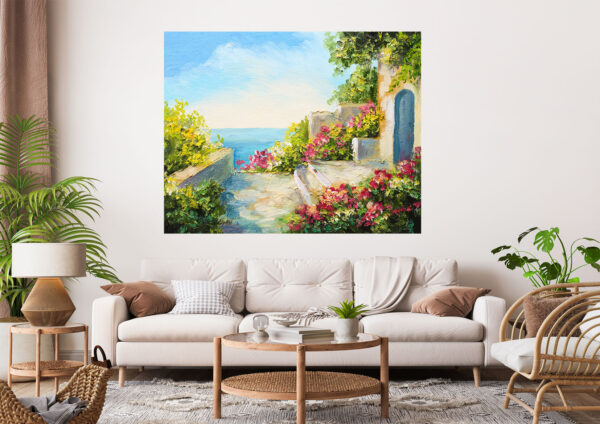House Flowers Seaside Stretch Canvas High Quality Wall Arts - Ready To Hang