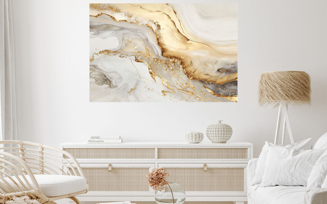 Golden Abstract Design Stretch Canvas High Quality Wall Arts – Ready To Hang