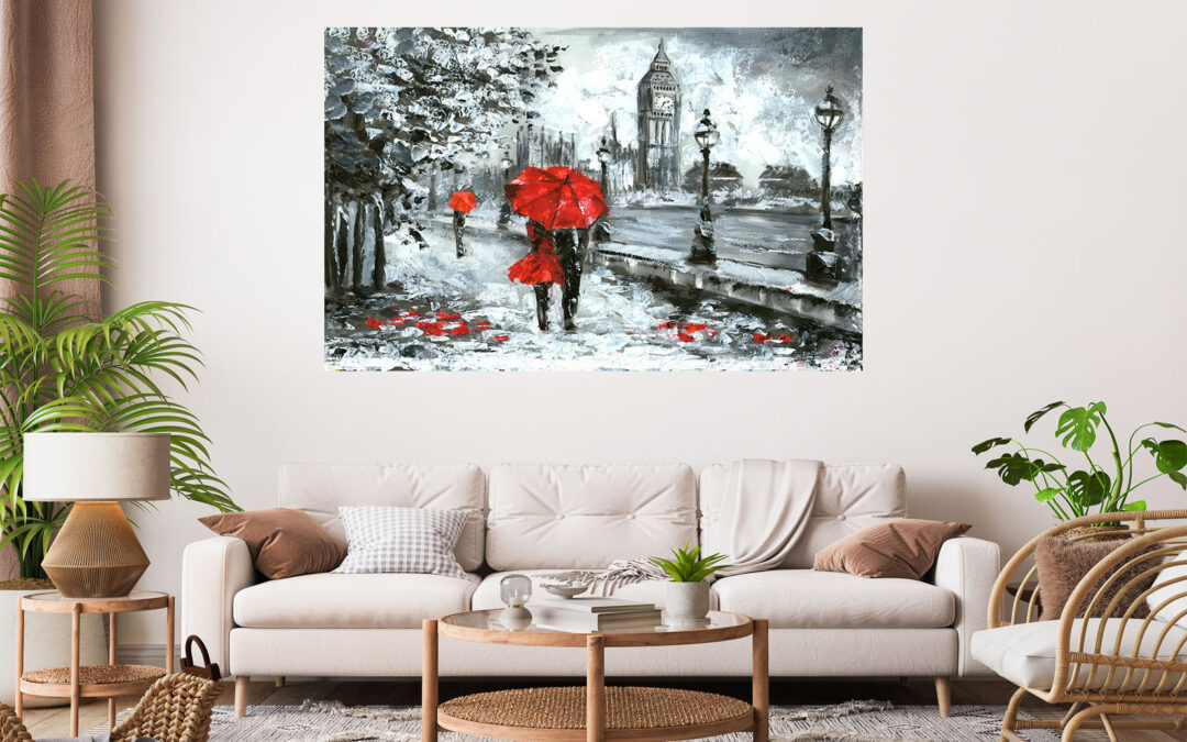 Love Couple Big Ben Clock Stretch Canvas High Quality Wall Arts – Ready To Hang