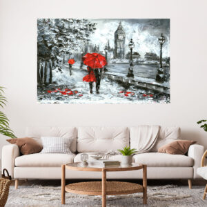 Love Couple Big Ben Clock Stretch Canvas High Quality Wall Arts - Ready To Hang