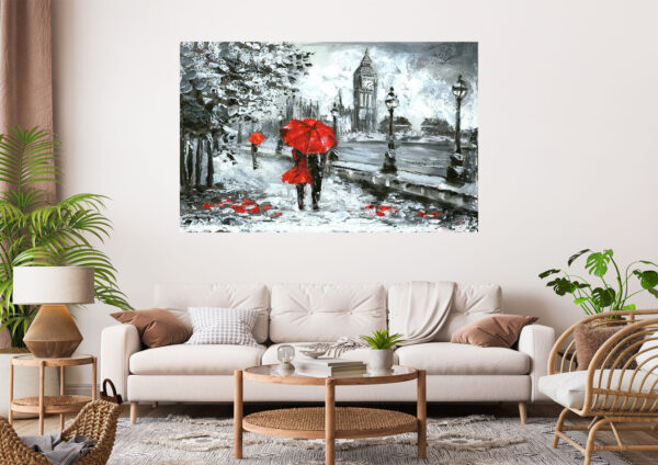 Love Couple Big Ben Clock Stretch Canvas High Quality Wall Arts - Ready To Hang