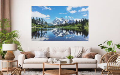 Beautiful Scenery River Mountains Stretch Canvas High Quality Wall Arts – Ready To Hang
