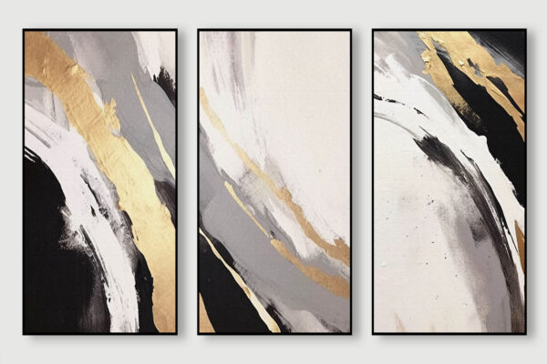 Gold Abstract Painting Stretch Canvas High Quality Wall Arts - Ready To Hang - Image 2