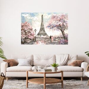 Eiffel Tower Couple Stretch Canvas High Quality Wall Arts - Ready To Hang