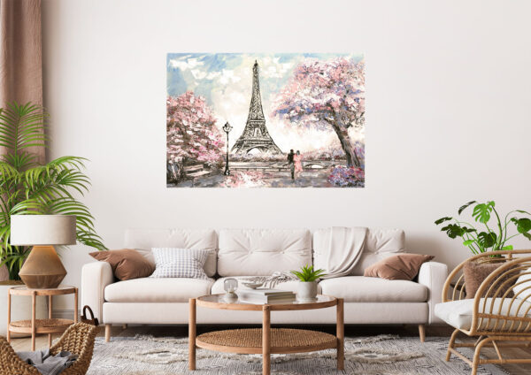 Eiffel Tower Couple Stretch Canvas High Quality Wall Arts - Ready To Hang