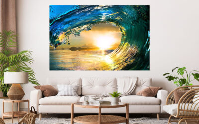 Beautiful Beach Wave Sunset Stretch Canvas High Quality Wall Arts – Ready To Hang