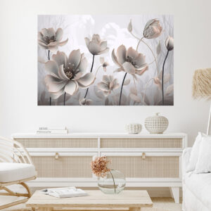 White Flowers Painting Stretch Canvas High Quality Wall Arts - Ready To Hang