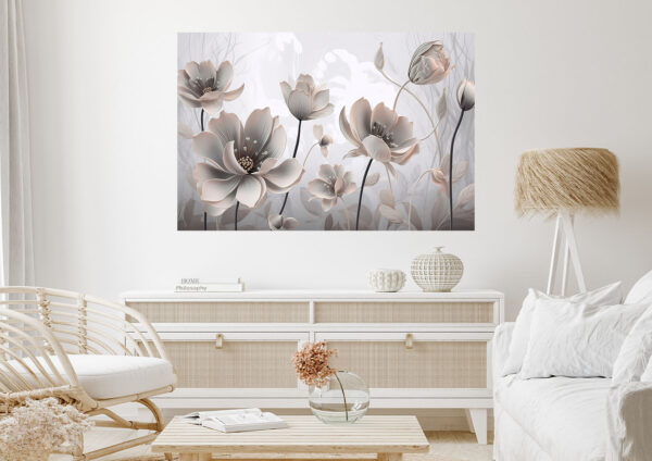 White Flowers Painting Stretch Canvas High Quality Wall Arts - Ready To Hang