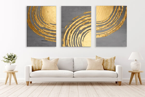 Abstract Gold Painting Stretch Canvas High Quality Wall Arts - Ready To Hang