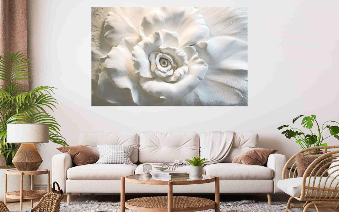 Abstract Marble Design Green & White Stretch Canvas High Quality Wall Arts – Ready To Hang
