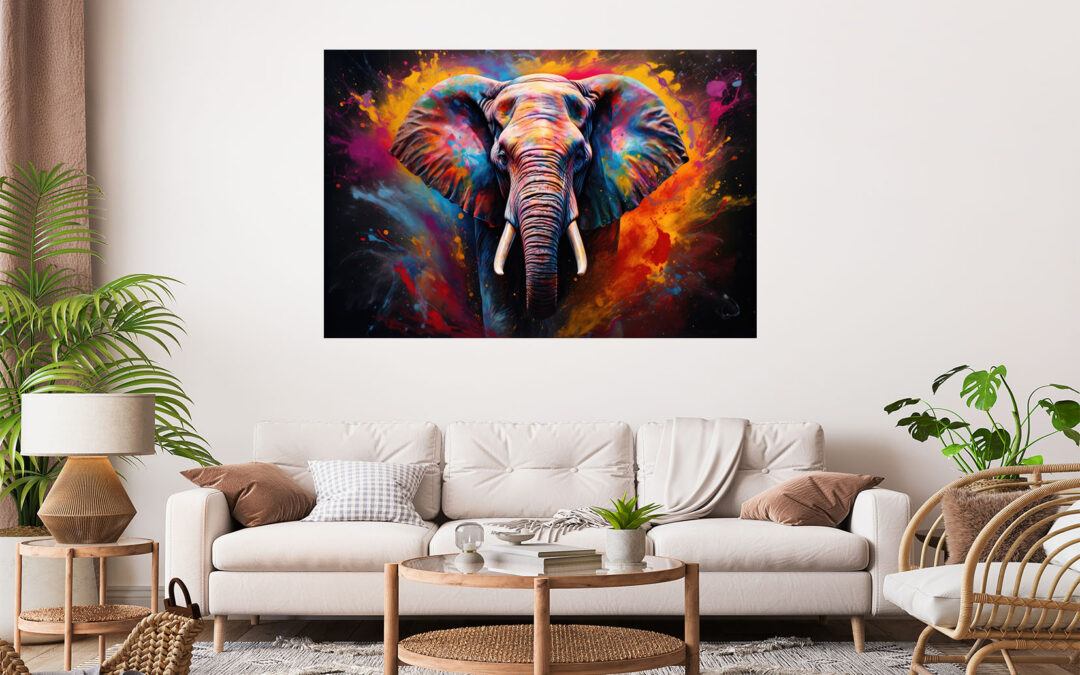 Elephant Painting Stretch Canvas High Quality Wall Arts – Ready To Hang