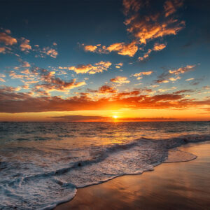 Beach Sunset Stretch Canvas High Quality Wall Arts - Ready To Hang