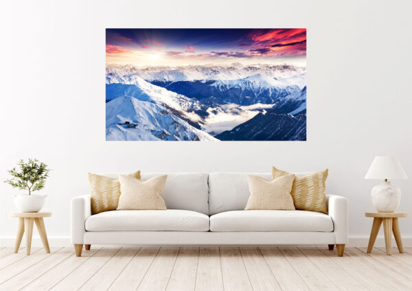 Snow Mountains Stretch Canvas High Quality Wall Arts - Ready To Hang