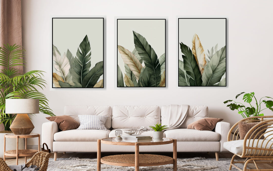 green Leaves Painting Stretch Canvas High Quality Wall Arts – Ready To Hang