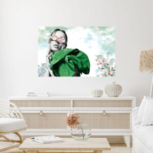 Lady with Green Stretch Canvas High Quality Wall Arts - Ready To Hang
