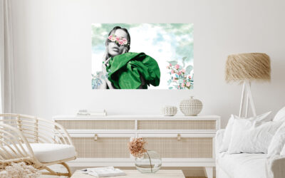 Lady with Green Stretch Canvas High Quality Wall Arts – Ready To Hang