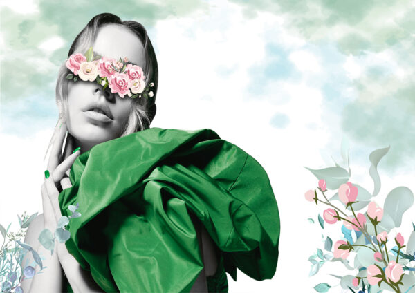 Lady with Green Stretch Canvas High Quality Wall Arts - Ready To Hang - Image 2