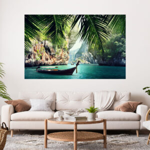Nature River Boat Stretch Canvas High Quality Wall Arts - Ready To Hang