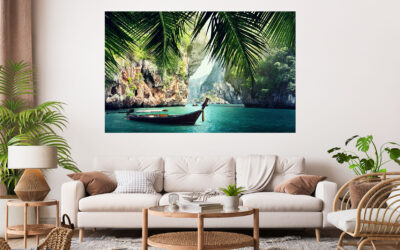 Nature River Boat Stretch Canvas High Quality Wall Arts – Ready To Hang