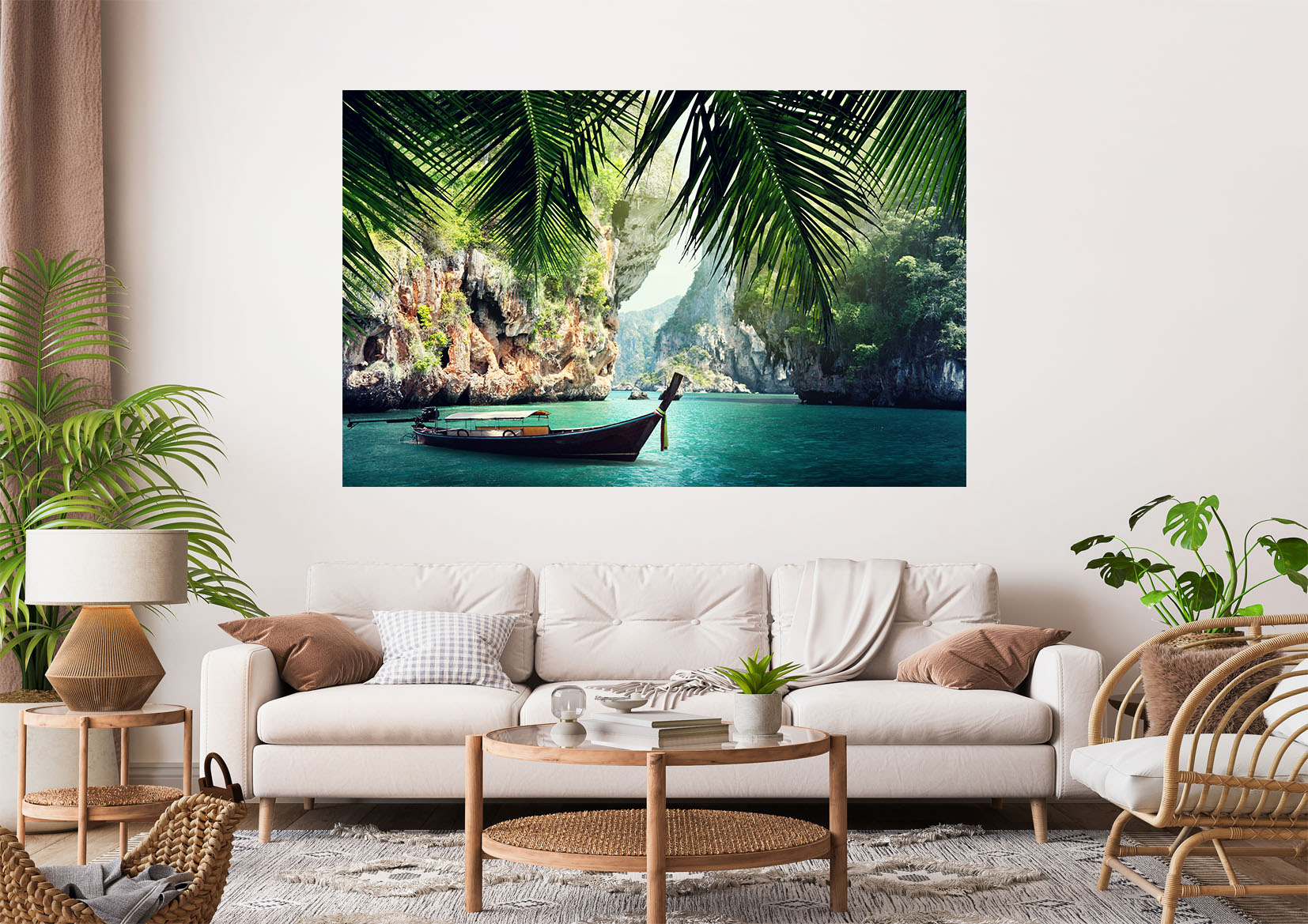 Nature River Boat Stretch Canvas High Quality Wall Arts - Ready To Hang