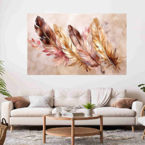Feather Design Abstract Painting Stretch Canvas High Quality Wall Arts - Ready To Hang