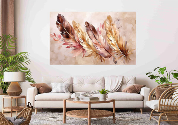 Feather Design Abstract Painting Stretch Canvas High Quality Wall Arts - Ready To Hang