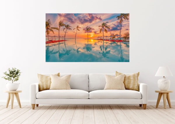 Beach Sunset Coconut Trees Art Stretch Canvas High Quality Wall Arts - Ready To Hang