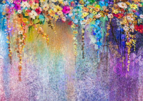 Colorful Flowers Painting Stretch Canvas High Quality Wall Arts - Ready To Hang - Image 2