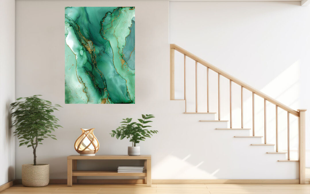 Green Abstract Painting Stretch Canvas High Quality Wall Arts – Ready To Hang (