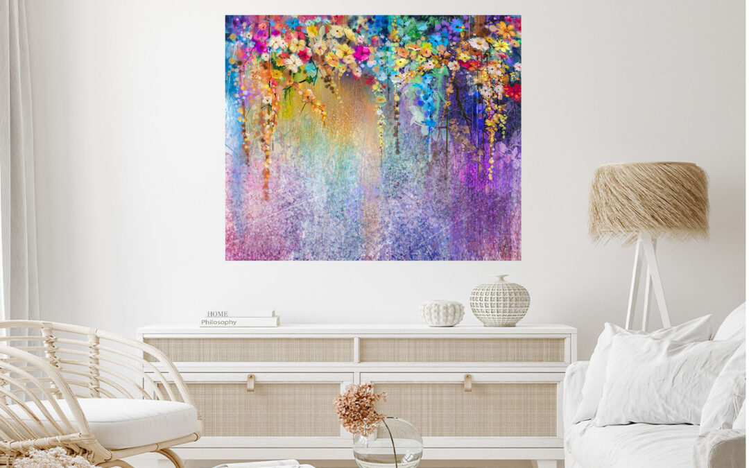 Colorful Flowers Painting Stretch Canvas High Quality Wall Arts – Ready To Hang
