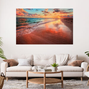 Beautiful Beach Sunset Stretch Canvas High Quality Wall Arts - Ready To Hang