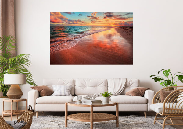 Beautiful Beach Sunset Stretch Canvas High Quality Wall Arts - Ready To Hang