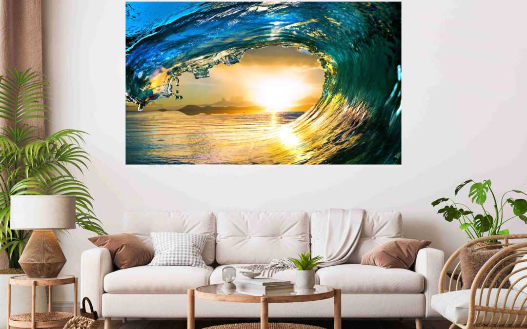 Sea Wave Sunset Stretch Canvas High Quality Wall Arts – Ready To Hang