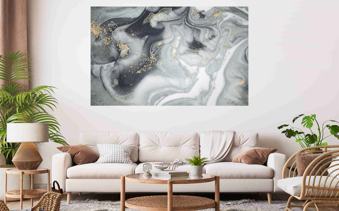 Abstract Marble Design Black & Gold Stretch Canvas High Quality Wall Arts – Ready To Hang