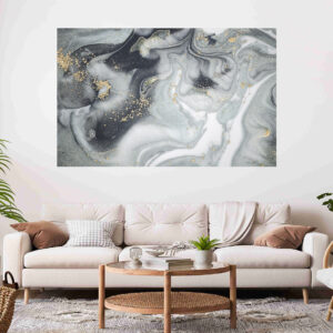 Abstract Marble Design Black & Gold Stretch Canvas High Quality Wall Arts - Ready To Hang